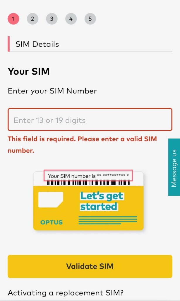 Optus SIMカード有効化
